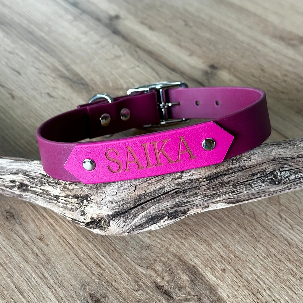 collier-personnalise-biothane-bordeaux-rose